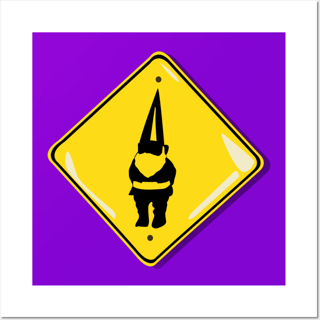 Gnome Crossing - Quirky Garden Gnome Sign No 1 Wall Art by Fun Funky Designs